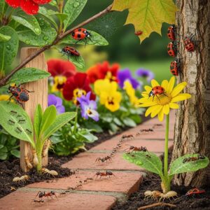 common-early-spring-pests-in-a-garden-setting-including-ants-and-boxelder-bugs-